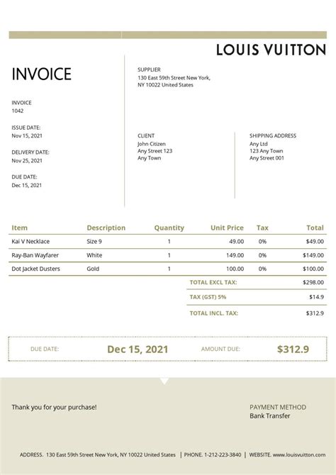 louis vuitton invoice replacement